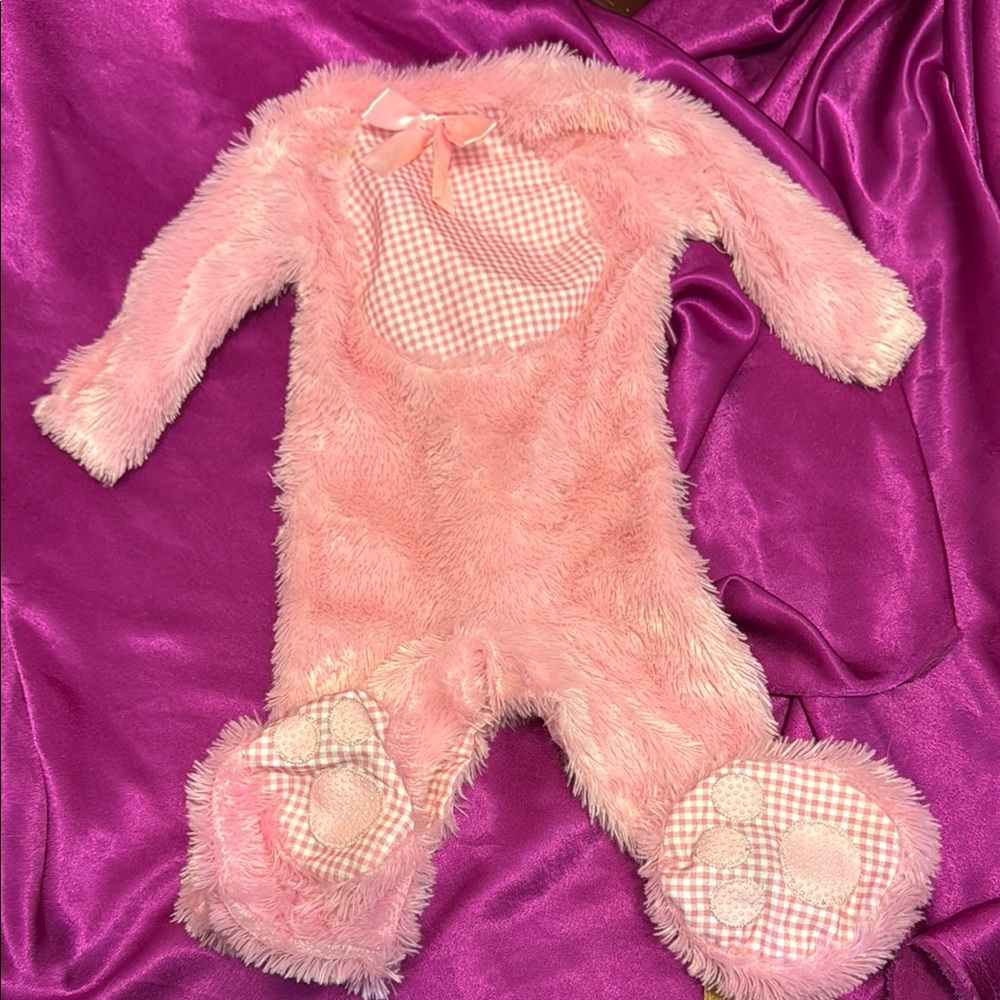Easter bunny fuzzie Pink Fuzzy Kids One Piece 12-18 months